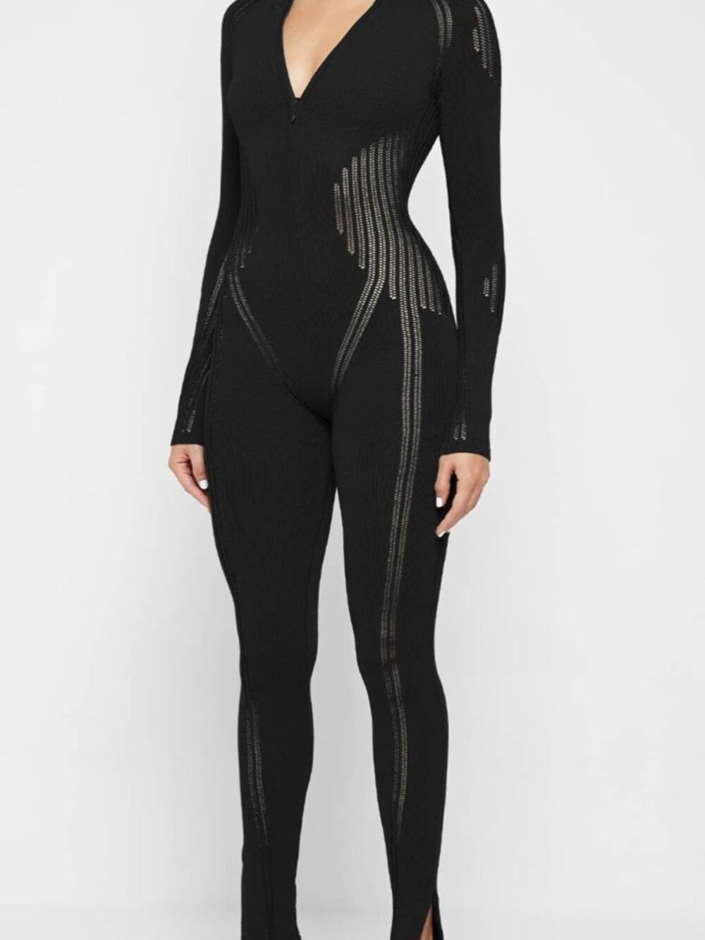 Manière De Voir Black Knitted Contour Jumpsuit Bodysuit Large - Picture 5 of 11